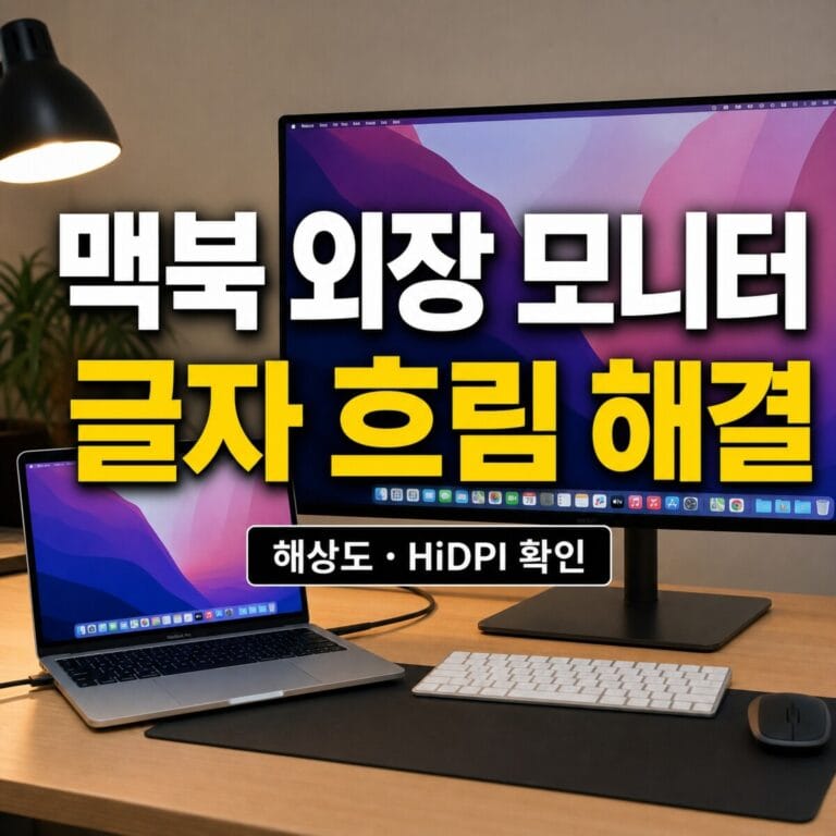 맥북 외장 모니터 글자 흐림 해결｜해상도·HiDPI 확인