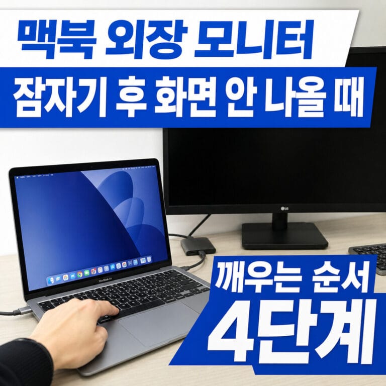 맥북 외장 모니터 잠자기 후 화면 안 나올 때 깨우는 순서