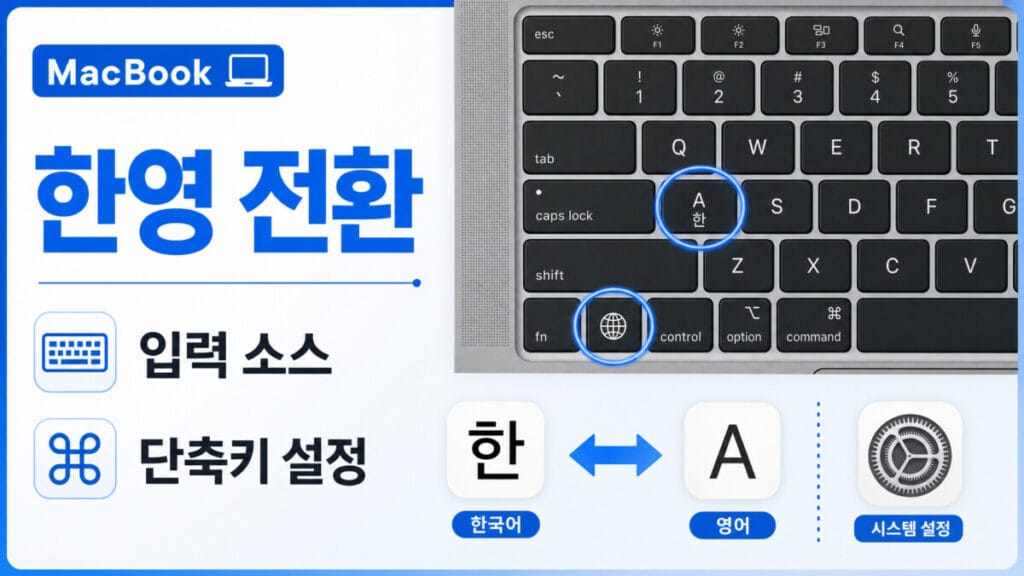 맥북 한영 전환 키 설정 MacBook 키보드 설정에서 한글과 영문 입력 소스 전환 키를 확인하는 경로