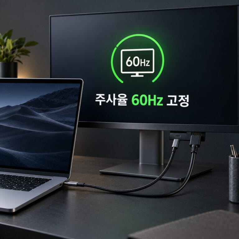 맥북 외장 모니터 120Hz·144Hz 안 뜰 때｜60Hz 고정 점검 순서