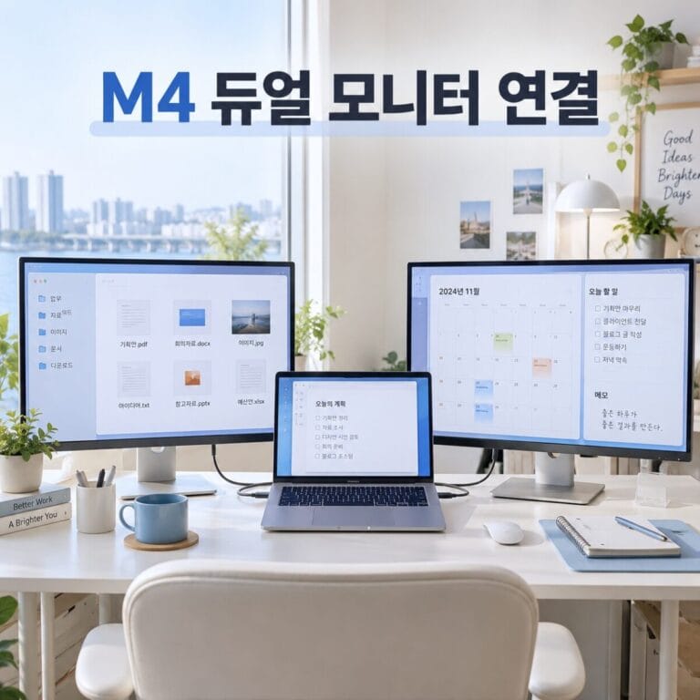 맥북 에어 M4 듀얼 모니터 연결법 덮개 열고 2대 쓰는 순서