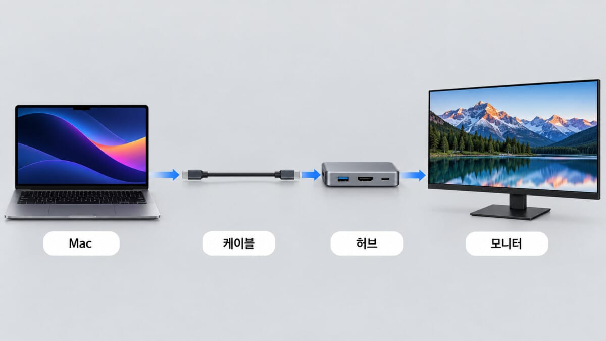 Mac부터 모니터까지 연결 경로 확인