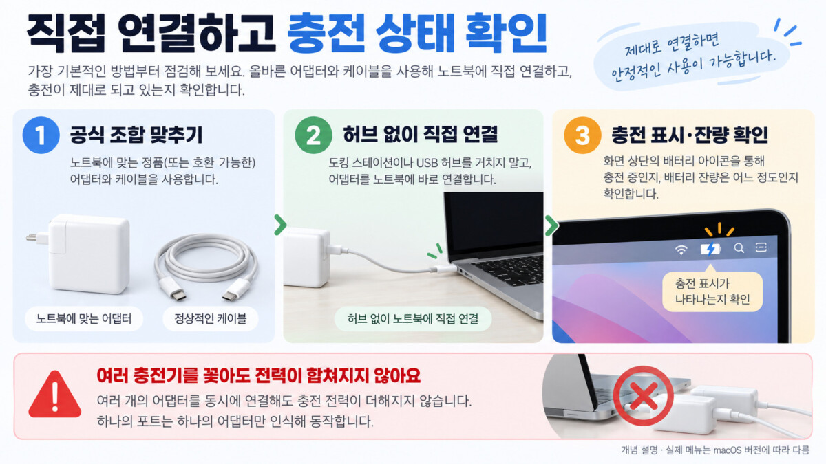 직접 연결 후 충전 확인