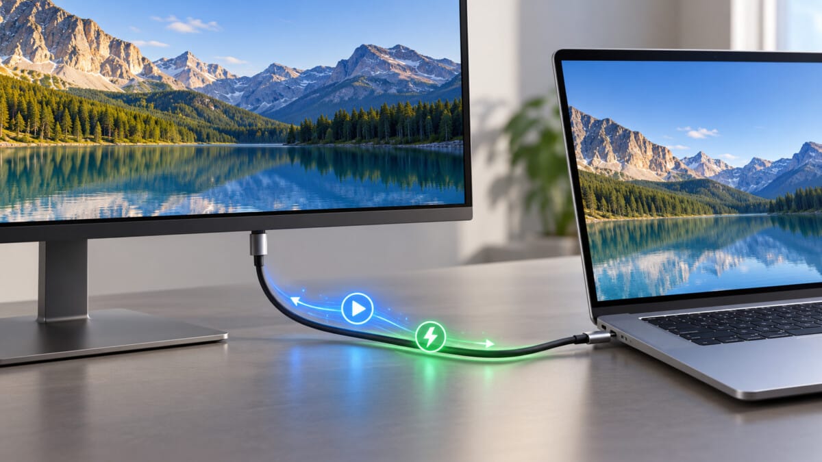 USB-C 케이블과 충전 전력 확인